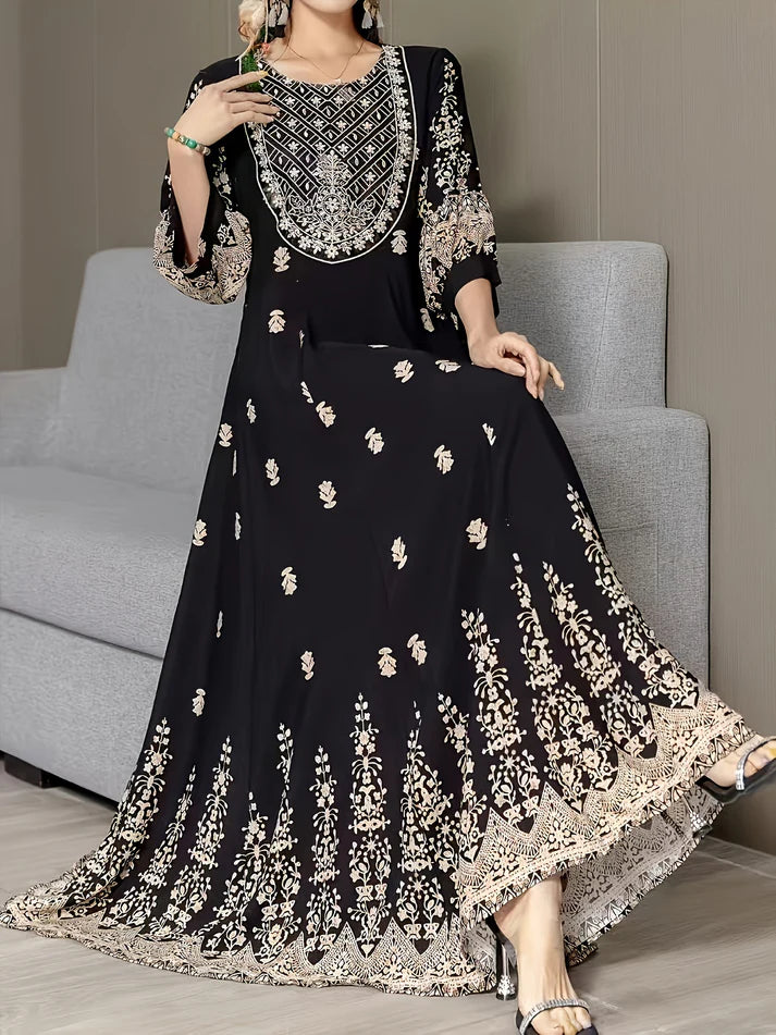 Ethnic Collection Embroidered Cotton Maxi Dress
