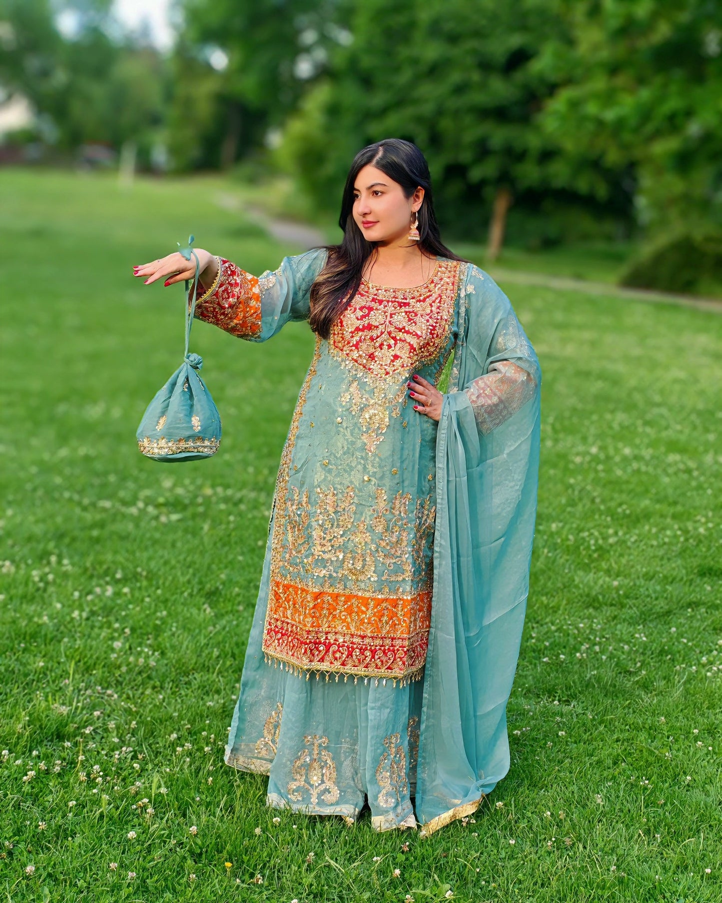 Rang-e-Noor – Luxury Chiffon Dress - Light Green