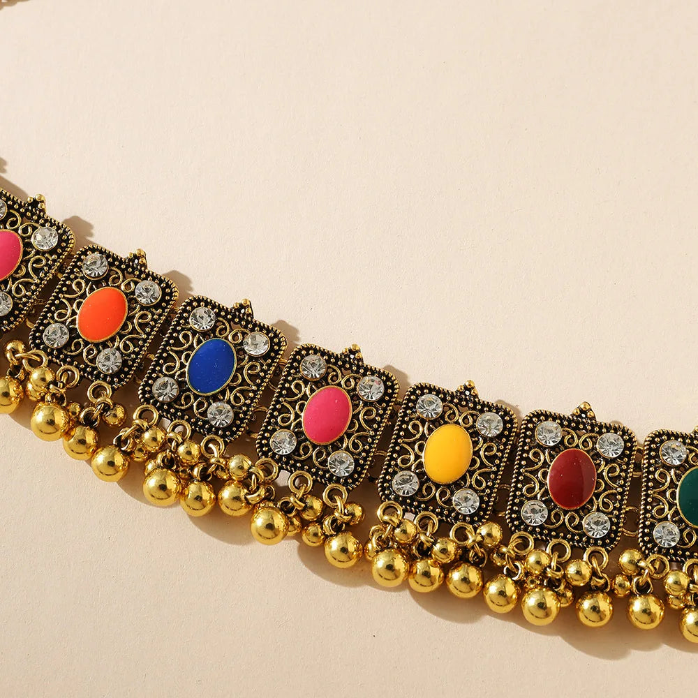 Golden Grace | Indian-Afghan Ethnic Necklace & Earrings Set