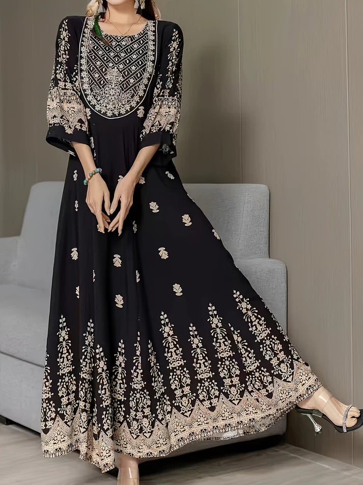 Ethnic Collection Embroidered Cotton Maxi Dress