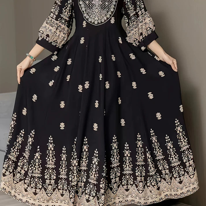 Ethnic Collection Embroidered Cotton Maxi Dress