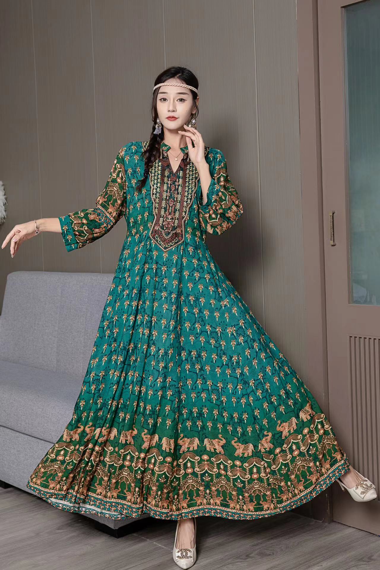 Ethnic Retro Embroidery Maxi Dress