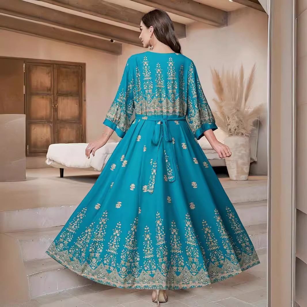 Retro Ethnic Embroidered Maxi Dress