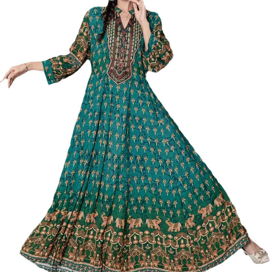 Ethnic Retro Embroidery Maxi Dress