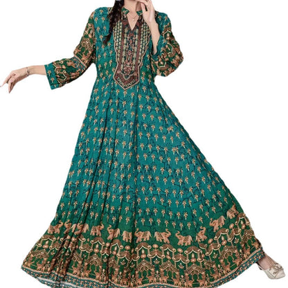 Ethnic Retro Embroidery Maxi Dress