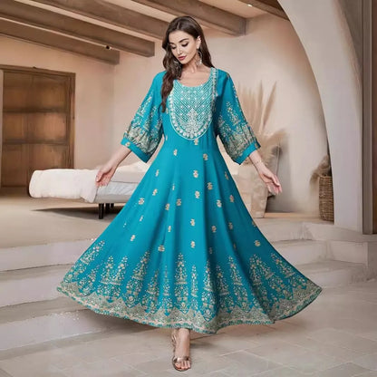 Retro Ethnic Embroidered Maxi Dress