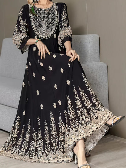 Ethnic Collection Embroidered Cotton Maxi Dress