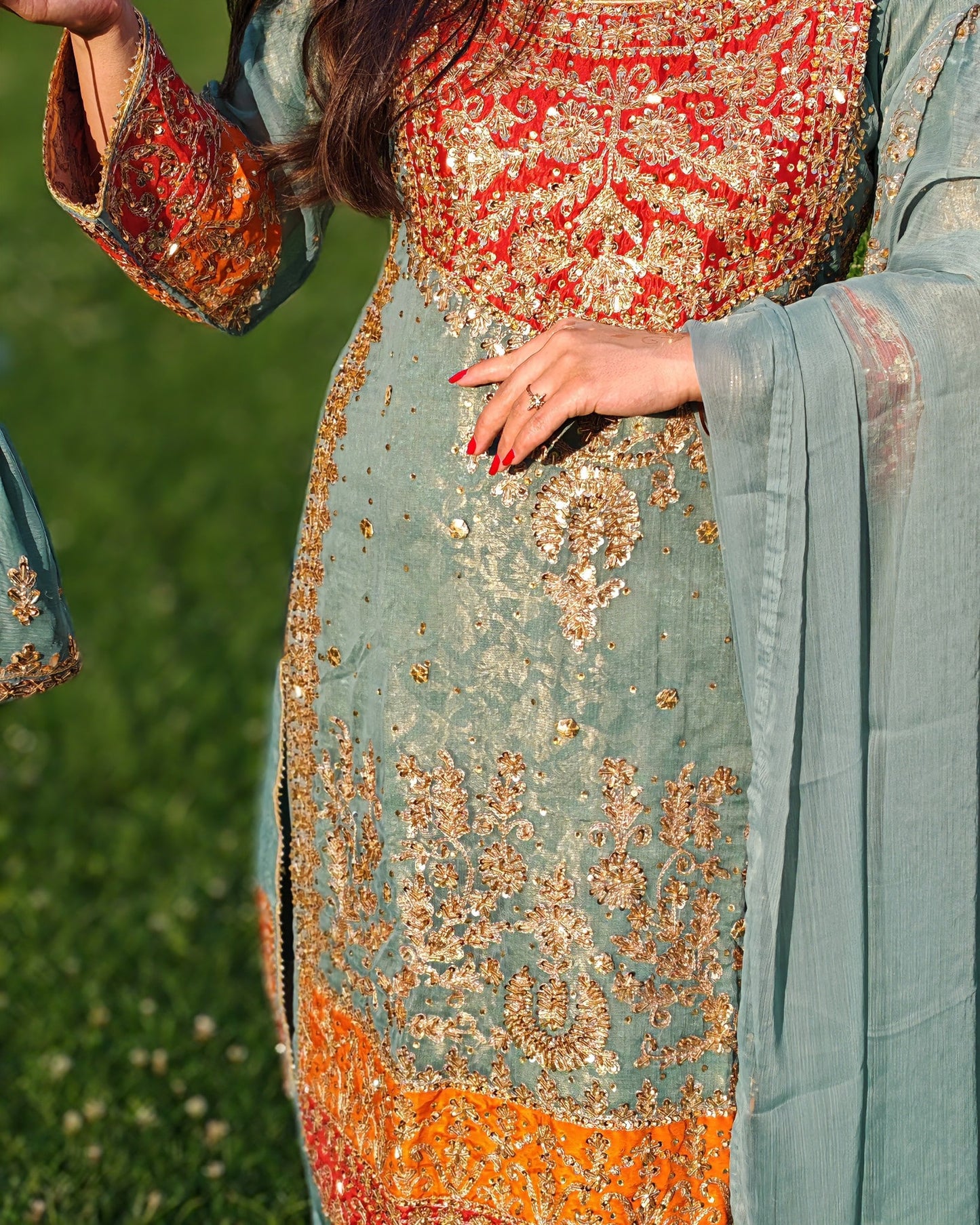 Rang-e-Noor – Luxury Chiffon Dress - Light Green
