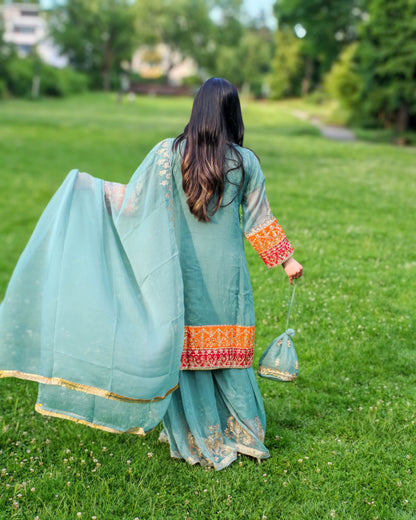 Rang-e-Noor – Luxury Chiffon Dress - Light Green