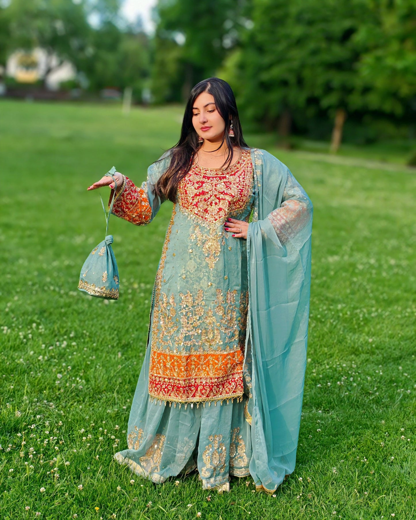 Rang-e-Noor – Luxury Chiffon Dress - Light Green