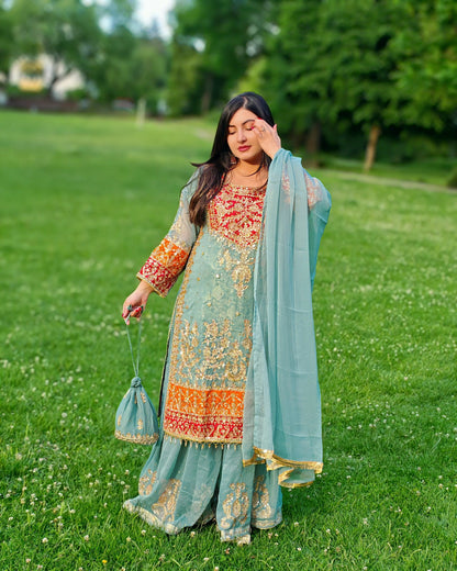 Rang-e-Noor – Luxury Chiffon Dress - Light Green