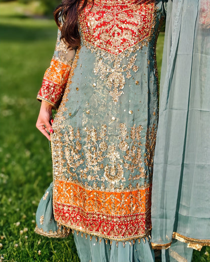 Rang-e-Noor – Luxury Chiffon Dress - Light Green