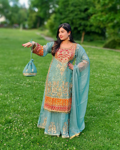 Rang-e-Noor – Luxury Chiffon Dress - Light Green