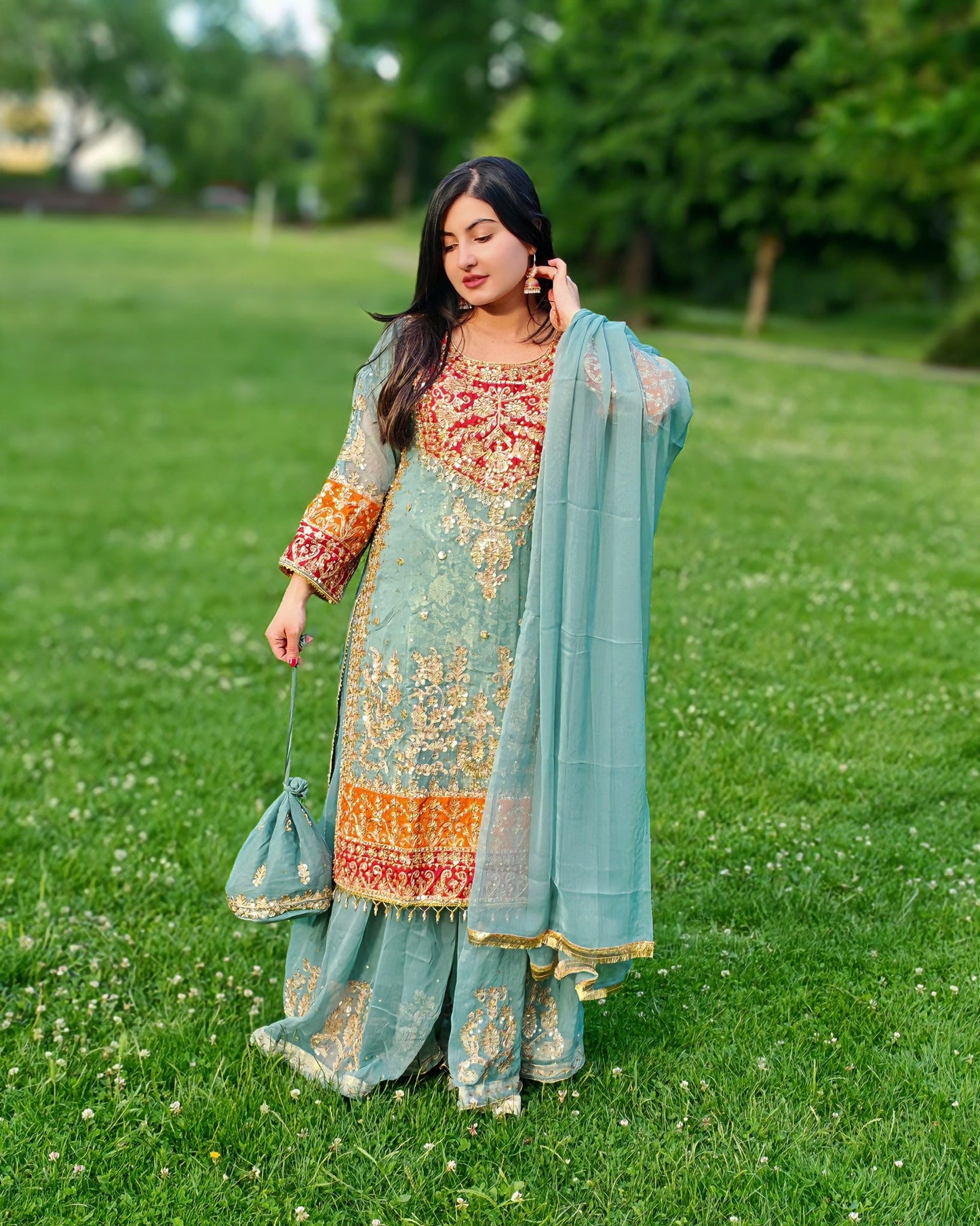 Rang-e-Noor – Luxury Chiffon Dress - Light Green