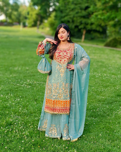 Rang-e-Noor – Luxury Chiffon Dress - Light Green