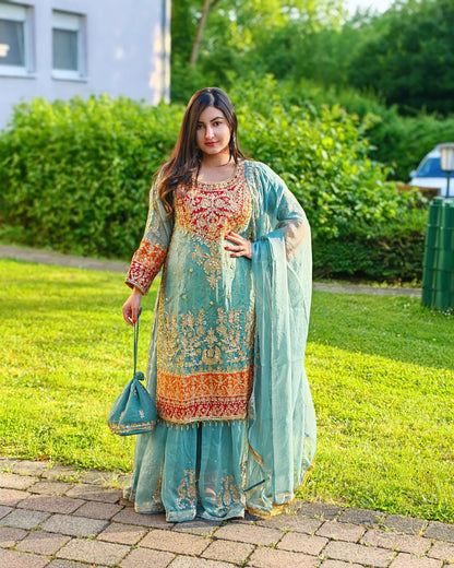 Rang-e-Noor – Luxury Chiffon Dress - Light Green
