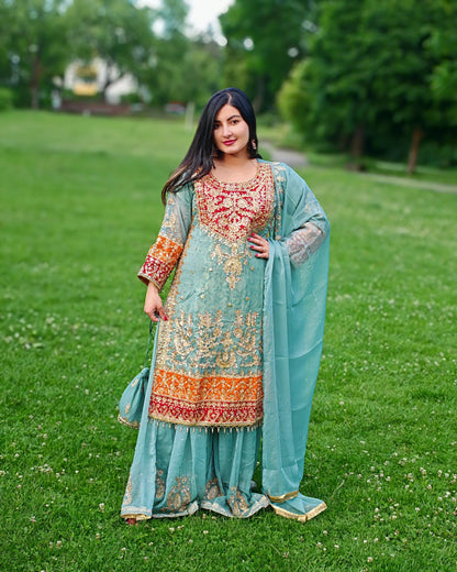 Rang-e-Noor – Luxury Chiffon Dress - Light Green