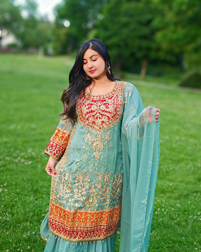 Rang-e-Noor – Luxury Chiffon Dress - Light Green