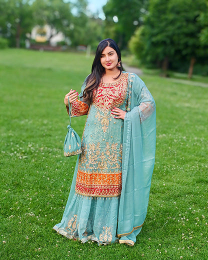 Rang-e-Noor – Luxury Chiffon Dress - Light Green