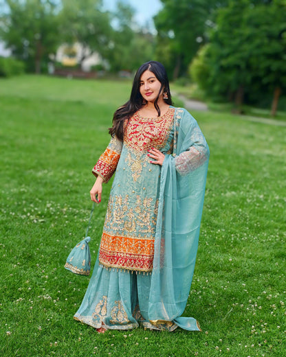 Rang-e-Noor – Luxury Chiffon Dress - Light Green