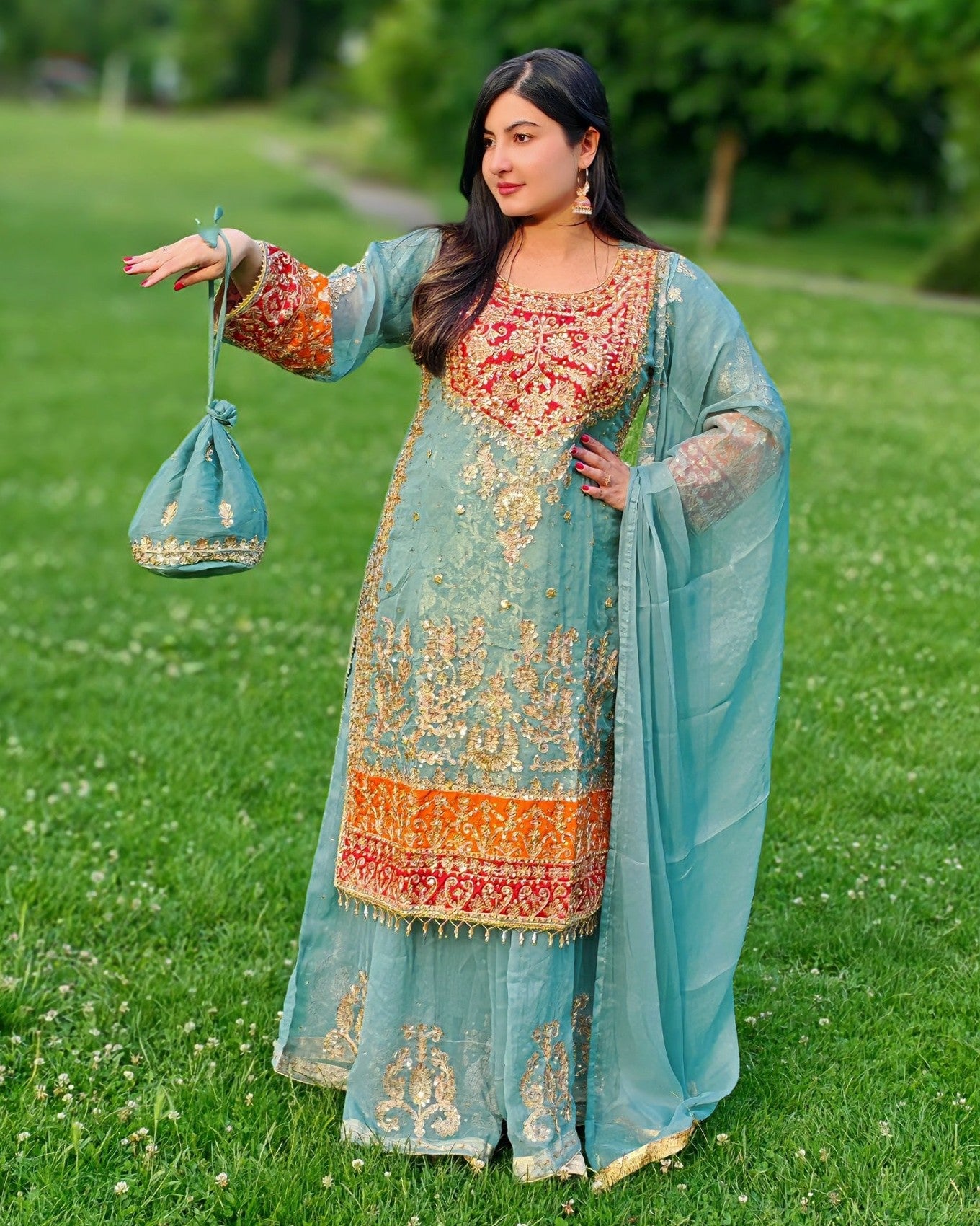 Rang-e-Noor – Luxury Chiffon Dress - Light Green