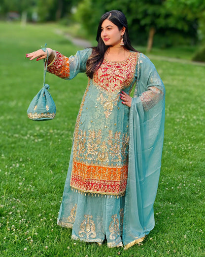 Rang-e-Noor – Luxury Chiffon Dress - Light Green