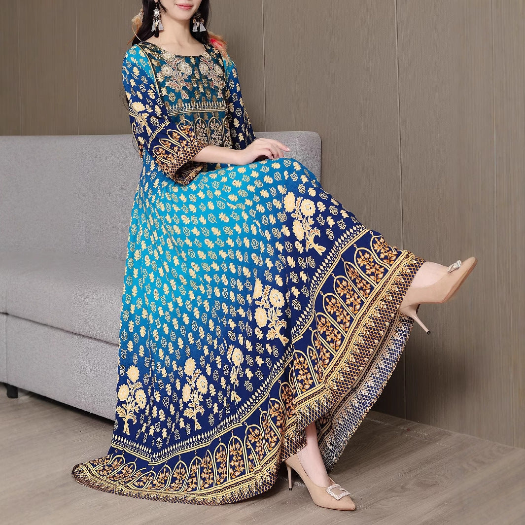 Bohemian Style Ethnic Embroidered Maxi Dress