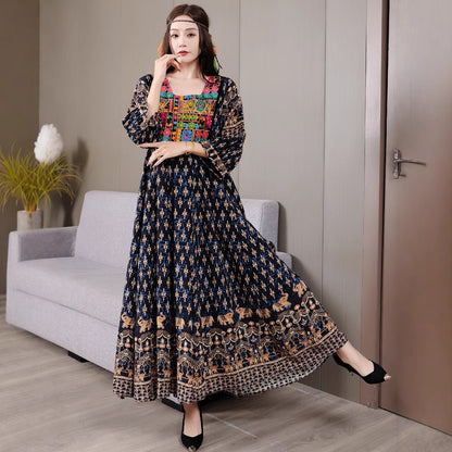 Bohemian Style Ethnic Embroidered Dress