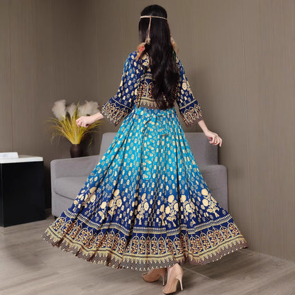 Bohemian Style Ethnic Embroidered Maxi Dress