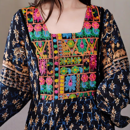 Bohemian Style Ethnic Embroidered Dress