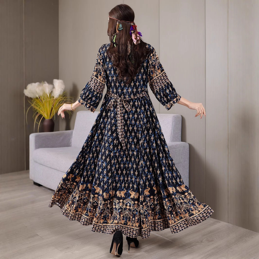 Bohemian Style Ethnic Embroidered Dress