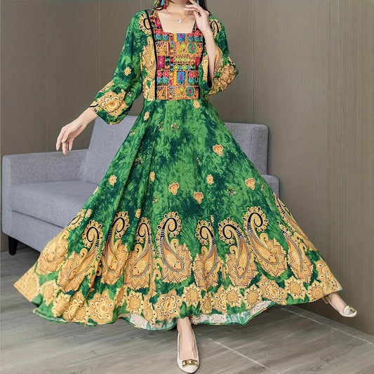 Afghan Embroidered Vintage Maxi Dress
