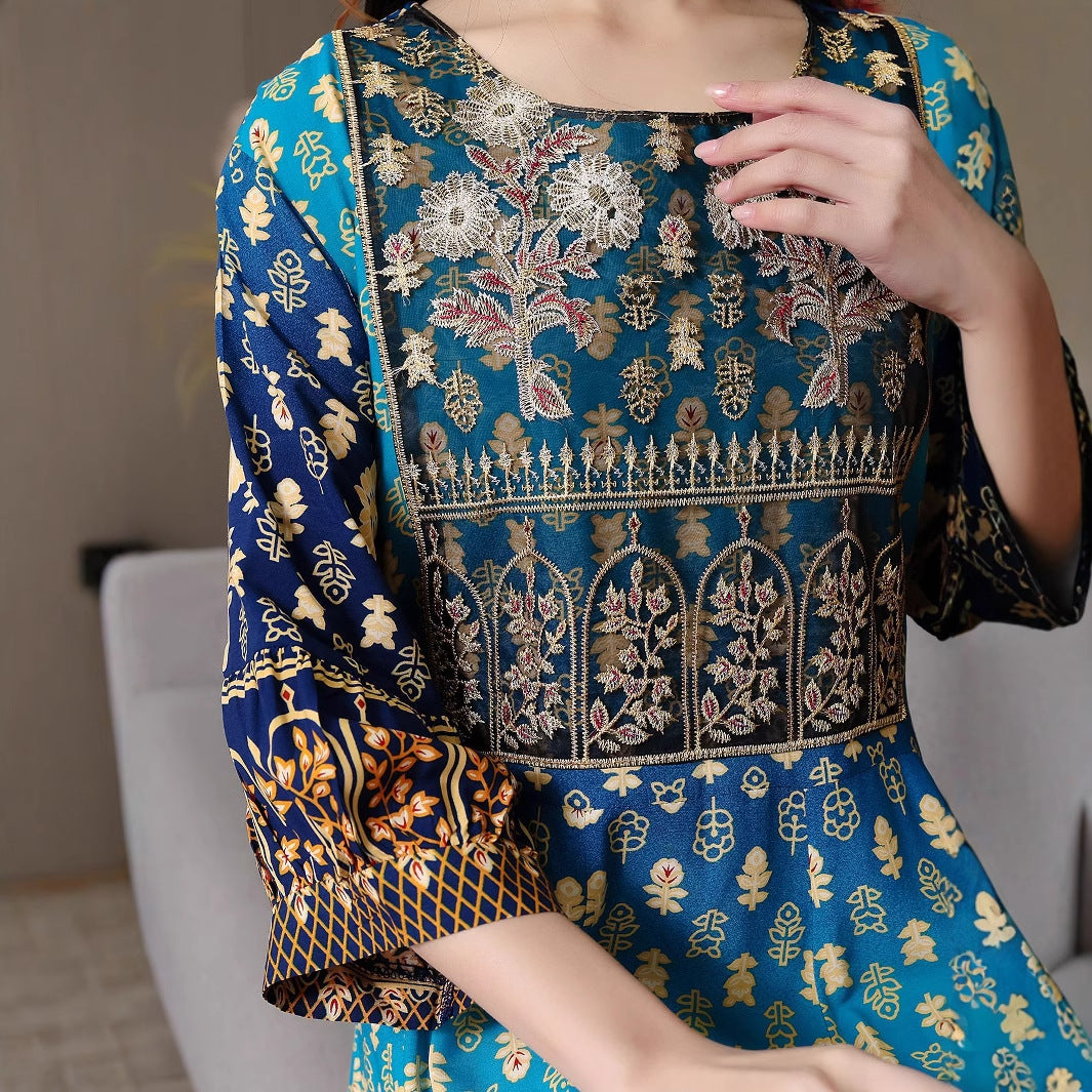 Bohemian Style Ethnic Embroidered Maxi Dress