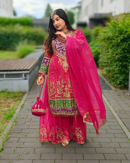 Rang-e-Noor – Luxury Chiffon Dress - Pink