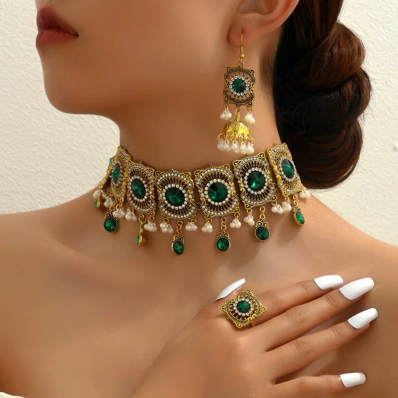 Indian Afghani Vintage Gold Plated Jewellery Set