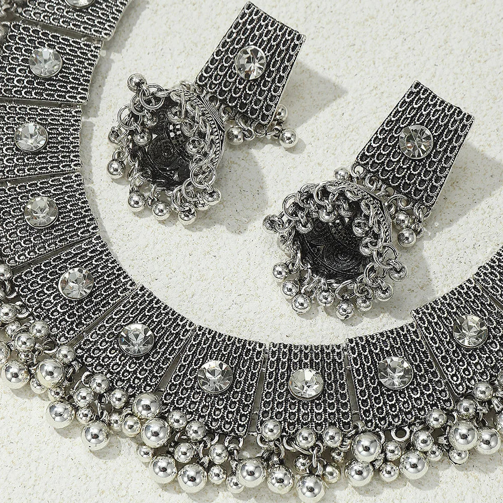 Golden Grace | Indian-Afghan Ethnic Necklace & Earrings Set