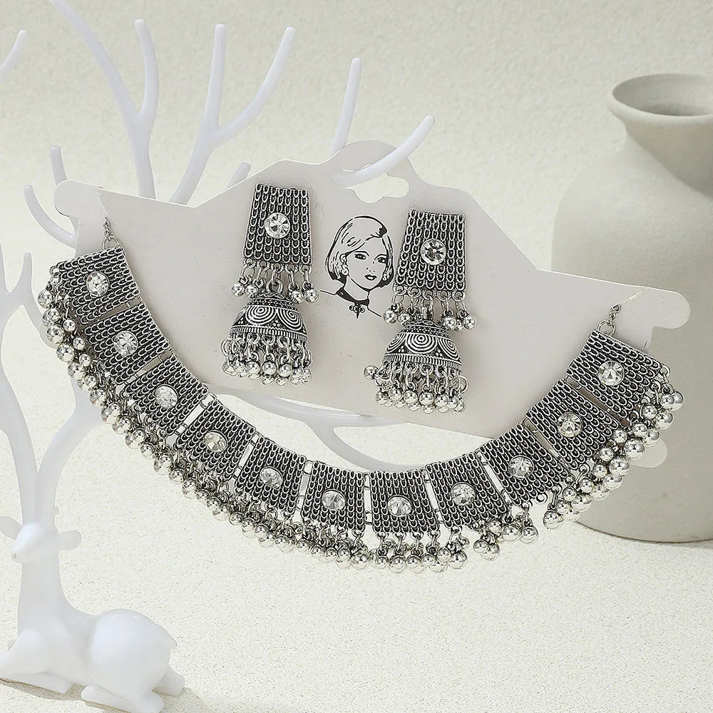 Golden Grace | Indian-Afghan Ethnic Necklace & Earrings Set