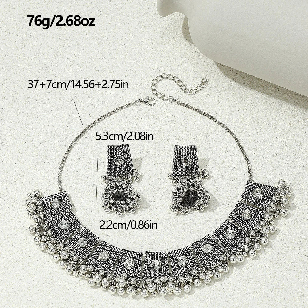 Golden Grace | Indian-Afghan Ethnic Necklace & Earrings Set