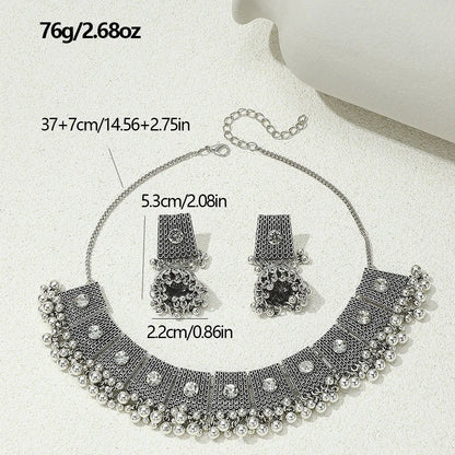 Golden Grace | Indian-Afghan Ethnic Necklace & Earrings Set