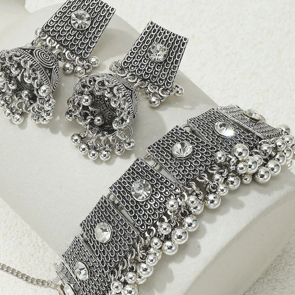 Golden Grace | Indian-Afghan Ethnic Necklace & Earrings Set