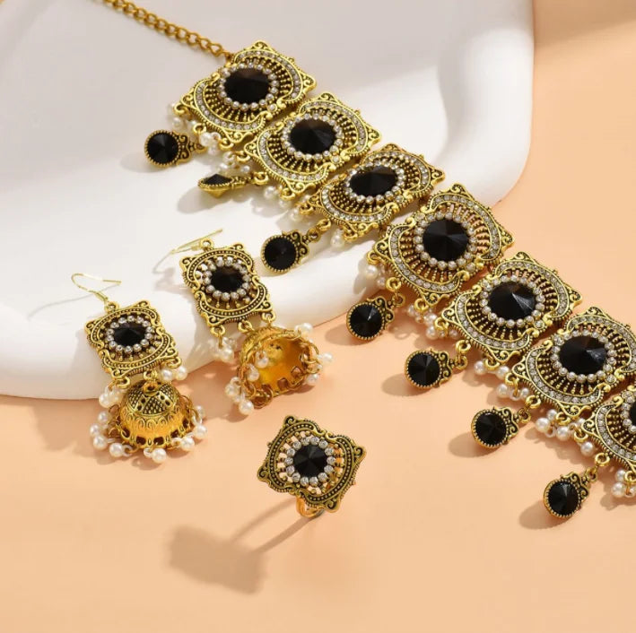 Indian Afghani Vintage Gold Plated Jewellery Set