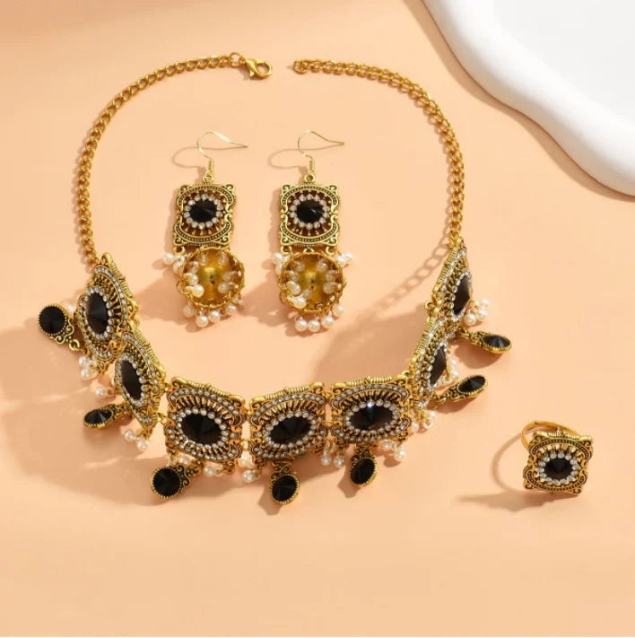 Indian Afghani Vintage Gold Plated Jewellery Set