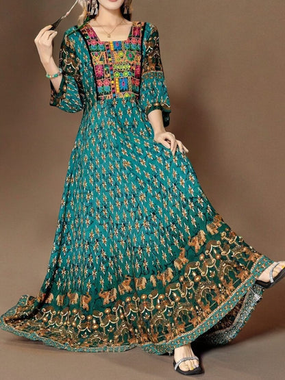 Ethnic Collection Embroidered Cotton Maxi Dress
