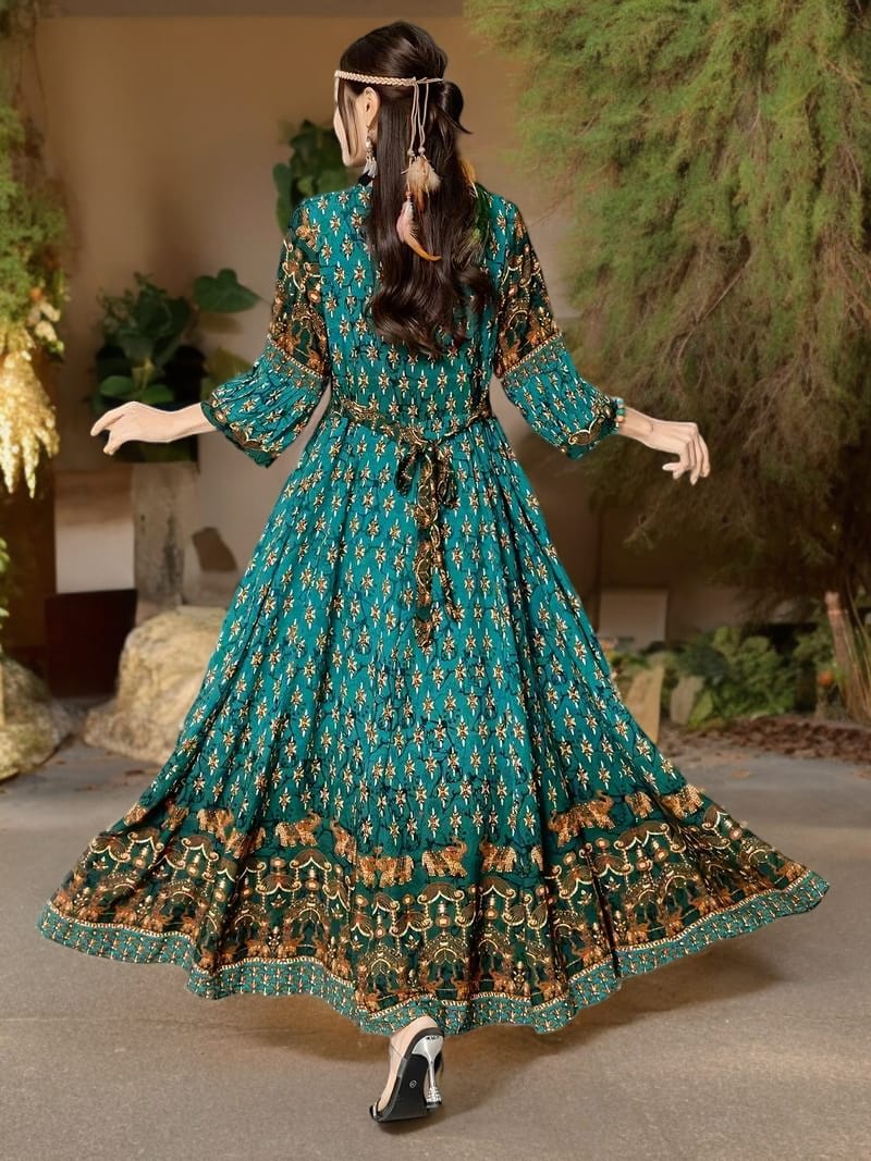 Ethnic Collection Embroidered Cotton Maxi Dress