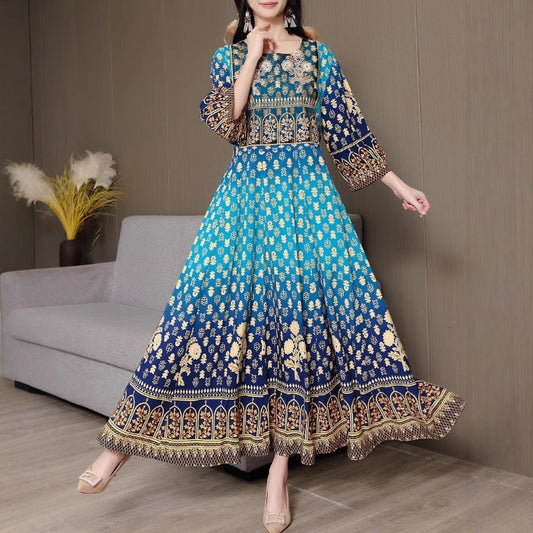 Bohemian Style Ethnic Embroidered Maxi Dress