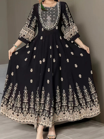Ethnic Collection Embroidered Cotton Maxi Dress