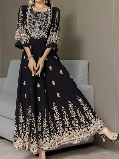 Ethnic Collection Embroidered Cotton Maxi Dress
