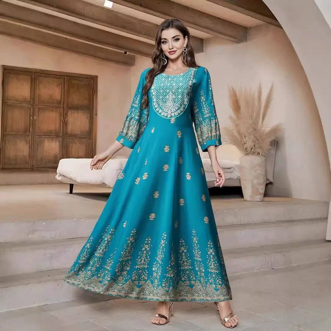 Retro Ethnic Embroidered Maxi Dress