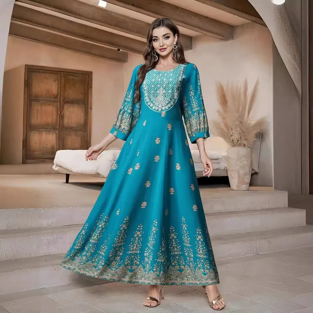 Retro Ethnic Embroidered Maxi Dress