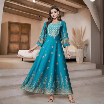 Retro Ethnic Embroidered Maxi Dress